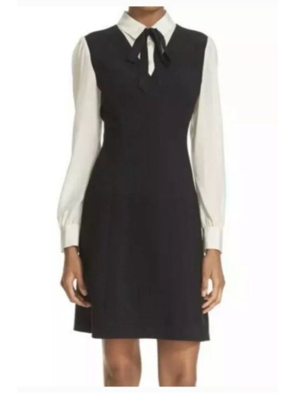 Kate Spade Bow Tie Crepe A-line Dress Long Sleeve Tailored Silhouette Size 14